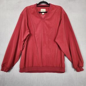 Woolrich Jacket Mens Large Red Microfiber V-Neck Pullover Windbreaker 8916